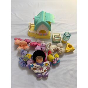 Vintage 80s Fisher Price Smooshers Cuddlers At Home Dollhouse Playset